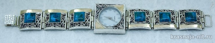 Женские часы из серебра с крупными камнями