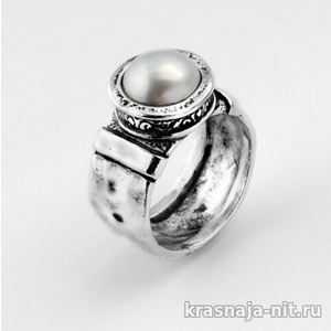 Серебряное кольцо "Жемчужный блеск" Дизайнерские кольца с сертификатом из Израиля