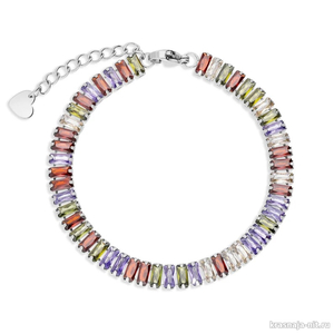 Серебряный браслет с разноцветными камнями, Мужские, женские и детские браслеты (гравировка)