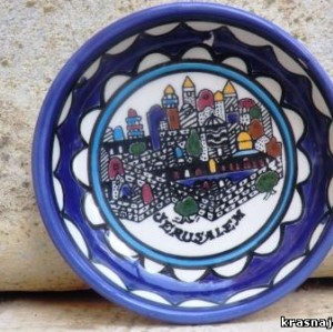 Миниатюрная тарелочка "Иерусалим" - Армянская керамика Восточная медная посуда и тарелки из Израиля