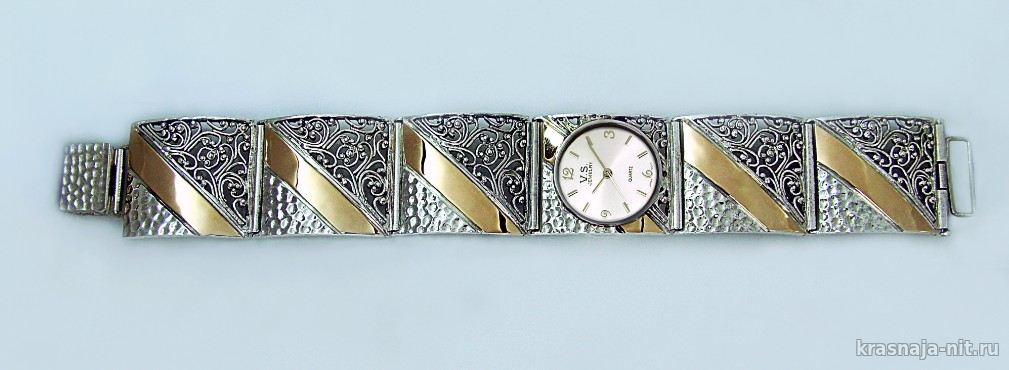 Женские серебряные часы с широким браслетом, Женские часы из серебра