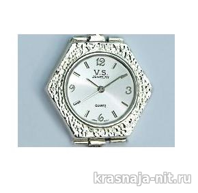 Женские серебряные часы с тонким браслетом украшенным цирконом