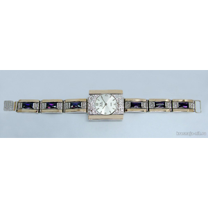 Женские серебряные часы украшенные аметистами Женские часы из серебра