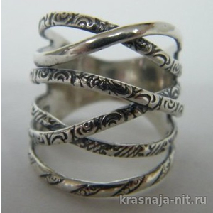 Серебряное кольцо"Звездная нить" Дизайнерские кольца с сертификатом из Израиля