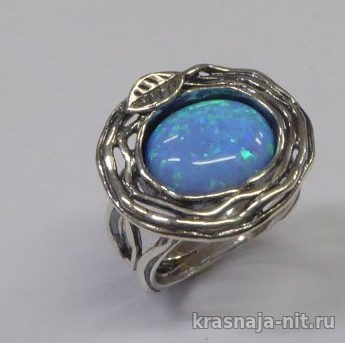 Серебряное кольцо с опалом, Дизайнерские кольца с сертификатом из Израиля