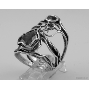 Женское кольцо плетение с камнями, Дизайнерские кольца с сертификатом из Израиля