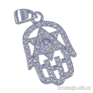 Кулон ладошка с хамсой и камнями цирконий Подвески и браслеты Хамса в золоте и серебре