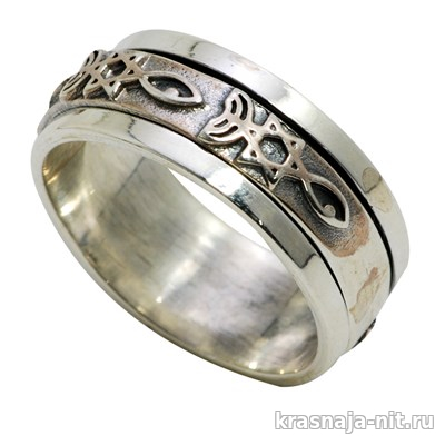 Кольцо - 3 символа Менора, Звезда Давида, рыбка, Кольца с символами из серебра и золота