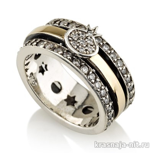 Роскошное кольцо со Звездой Давида или Гранатом, Кольца с символами из серебра и золота