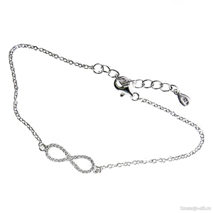 Браслет бесконечность из серебра 925 пр, камень цирконий Мужские, женские и детские браслеты (гравировка)