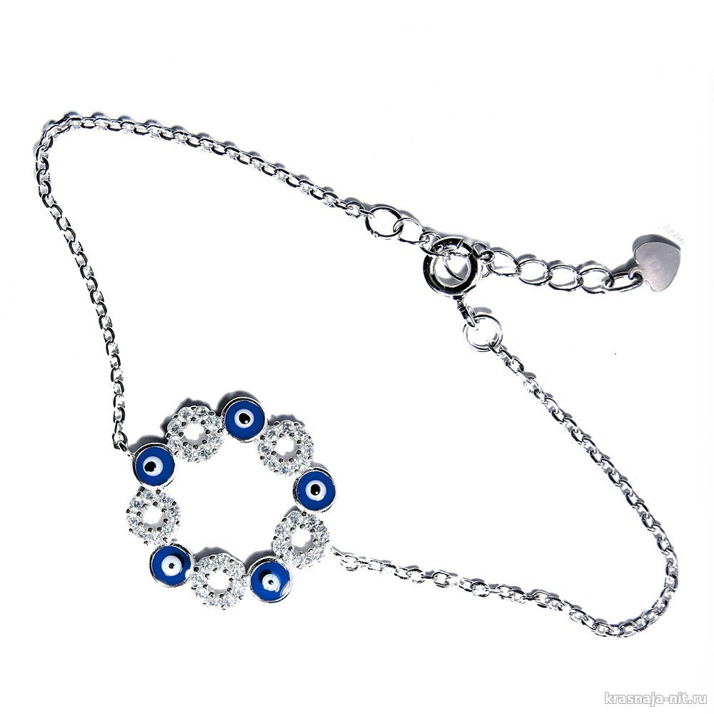 Браслет из серебра - Голубые глаза, Мужские, женские и детские браслеты (гравировка)
