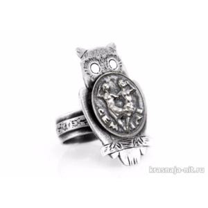 Кольцо с совой и знаками Зодиака Украшения из монет ручной работы