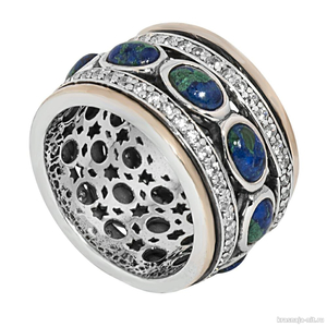 Кольцо "Вечернее" камни цирконий и опал Дизайнерские кольца с сертификатом из Израиля