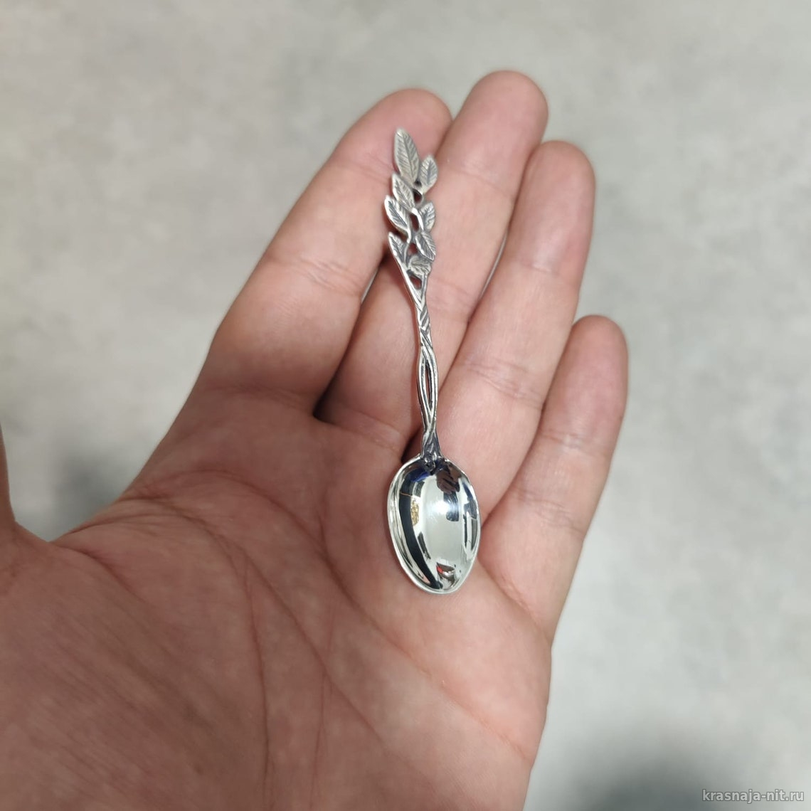 Серебреная чайная ложка - Листья Оливы