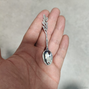 Серебреная чайная ложка - Листья Оливы, Ювелирные изделия из Израиля ( серебро, золото )