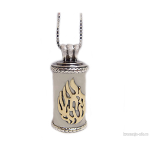 Кулон "Мезуза" с надписью "Пламя моё" Ювелирные изделия из Израиля ( серебро, золото )