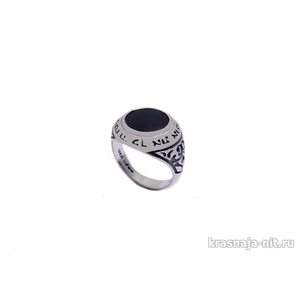 Кольцо серебряное с инкрустацией ониксом Ювелирные изделия из Израиля ( серебро, золото )