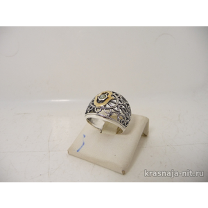 Ажурное кольцо с символом "Хамса" и кошачим глазом Кольца с символами из серебра и золота