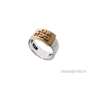 Серебряное кольцо с золотой пластиной "Ана беКоах" Кольца с символами из серебра и золота