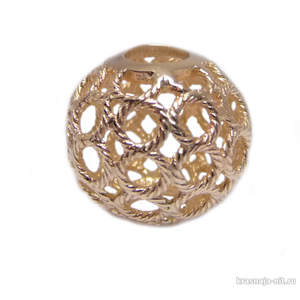 Ажурный золотой шарик-шарм для браслета Мужские, женские и детские браслеты (гравировка)