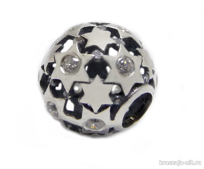 Серебряная подвеска-шарм со звёздочками и прозрачными цирконами, Мужские, женские и детские браслеты (гравировка)