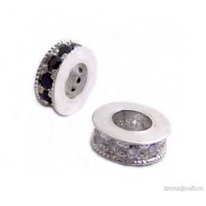 Вставные круги из белого / черненого серебра Мужские, женские и детские браслеты (гравировка)