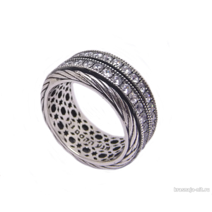 Вращающееся кольцо с прозрачными цирконами Кольца с символами из серебра и золота
