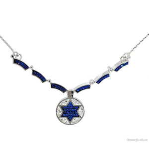Серебряное колье "Звезда Давида" с цирконами Ювелирные изделия из Израиля ( серебро, золото )