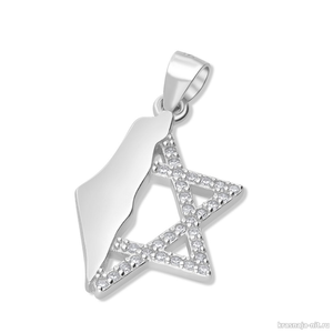 Кулон "Карта Израиля - Звезда Давида" Ювелирные изделия из Израиля ( серебро, золото )