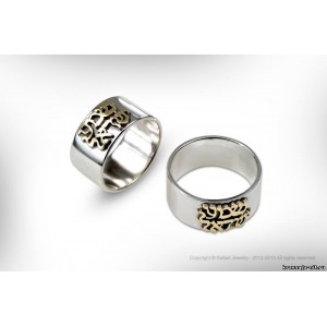 Кольцо для девушки "Шма Исраель" Кольца с символами из серебра и золота