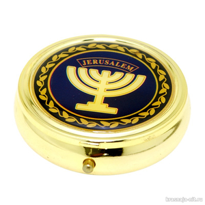 Круглая сувенирная коробочка - Менора Сувениры и подарки из Израиля