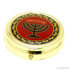 Круглая сувенирная коробочка - Менора, Сувениры и подарки из Израиля