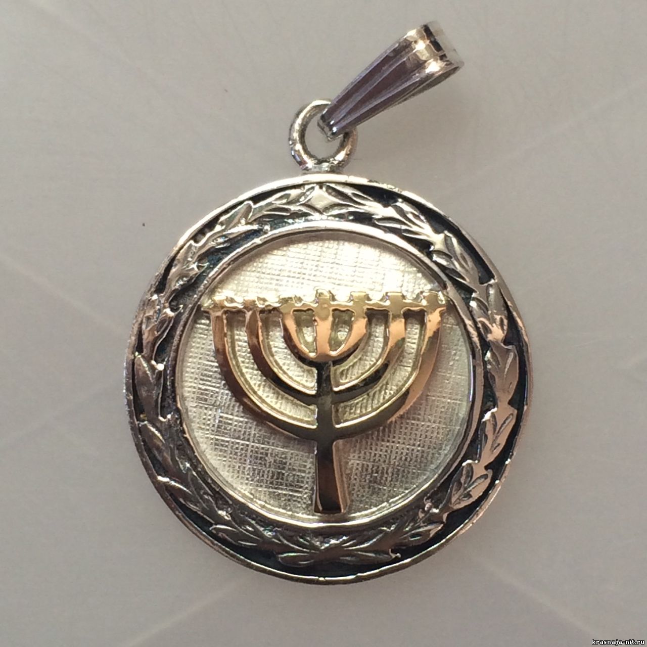 Подвеска золотая менора в серебре, Ювелирные изделия из Израиля ( серебро, золото )