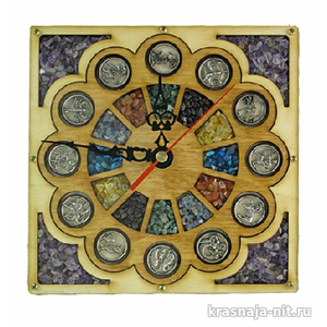 Настенные часы украшенные полудрагоценными камнями Сувениры и подарки из Израиля